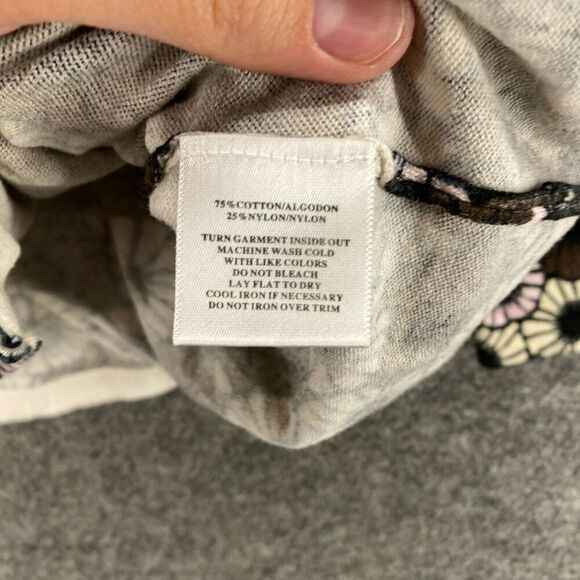 Sag Harbor Cardigan Women M Medium Black Floral Knit Button Long Sleeve Cotton - Picture 6 of 9